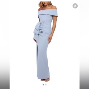 XSCAPE Petite Off-The-Shoulder Draped Gown - NWOT!